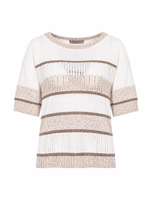 Maglia traforata in cotone e viscosa a righe D. Exterior | 623281BIAN